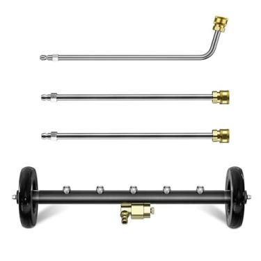 Imagem de Acessórios de lavadora de pressão do material rodante, limpador de carro de 40,6 cm, lavadora de pressão de dupla função, vassoura de água com 3 peças de extensão, lavagem, 4000 PSI