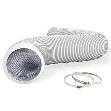 Imagem de Flehomo Tubo de alumínio de 10 cm, mangueira de ventilação flexível e resistente de 4 camadas para ventilação e exaustão HVAC, sistema de ventilador de duto, branco