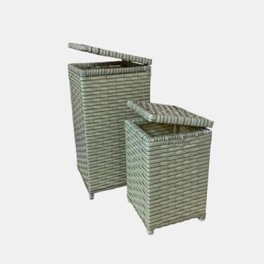 Imagem de Kit com 2 Cestos Organizadores Verticais para Roupa e Meia Suja Ideal para Lavanderia e Quarto de Bebe(Capuccino)