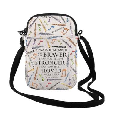 Imagem de TSOTMO Clarinetist Gift Always Remember You Are Braver Bolsa tiracolo inspiradora amante de música presente para ela, Always Clarinet Cr, Tendência