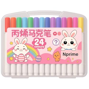 Imagem de Kit Canetinhas Marcadores Acrílica 24 cores Madeira Vidro Cerâmicas Artesanato Tecido Plástico Desenho, Caligrafia, Arte e Lettering Profissional Estojo acrilico