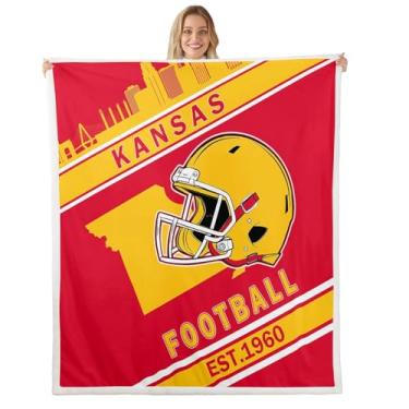 Imagem de Cobertor de lã de ovelha de futebol americano, decoração esportiva moderna para quarto de meninos, capacete de futebol, cobertor de lã para crianças, adolescentes, ilustração do mapa da cidade