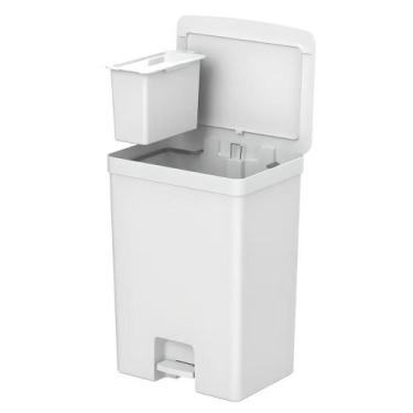Imagem de Lixeira de Pedal Trium 46 + Cesto 4L Branco LX4450 - Ou, Branco