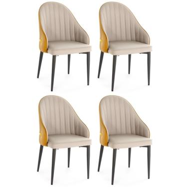 Imagem de Kit 4 Cadeiras De Jantar Estofada Design La Martina - Bege
