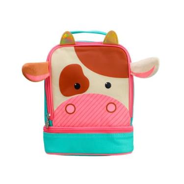 Imagem de Lancheira Térmica Infantil Vaca, 5,5L, Alças Ajustáveis, Rosa e Verde Água, 21x24x11cm