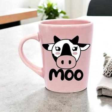 Imagem de Caneca de Porcelana Rosa 270ml - Moo Vaquinha