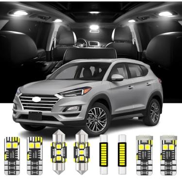Imagem de AENVTOL Kit de substituição de 10 peças de luzes interiores LED para Hyundai Tucson TL NX4 2016 2017 2018 2019 2020 2021 2022 2023 2024 Pacote de lâmpada LED interior branco + luz de placa, ferramenta