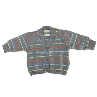 Imagem de Casaco de Tricô de Bebê Listrado Cores Tricô Kids Cinza-Masculino