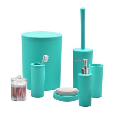 Imagem de Conjunto de Acessórios para Banheiro | Porta-Escovas de Dentes, Saboneteira, Caixa de Lixo - 7 Peças Acessórios Economizadores de Espaço para Balcão, para Viagem, Férias, Hotel, Casa e Exterior