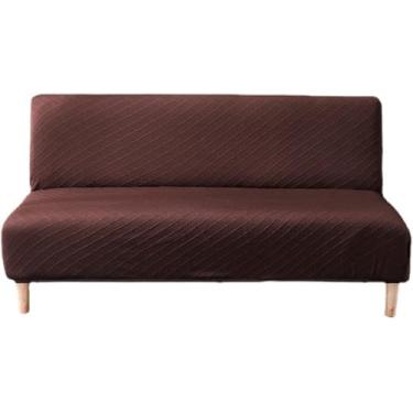 Imagem de Capa De Sofá-cama Futon Jacquard Stretch Sem Braços Cor Sólida Forma Caber Engrossar Capa De Futon All-inclusive Capa De Futon À Prova De Poeira Antiderrapante Capa, Deep Coffee, 160—190cm