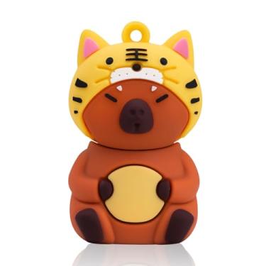Imagem de leizhan Pen Drive USB 64GB USB-Pen-Drive Bonito Design Capivara Presente Adequado para Crianças Estudantes - Chapéu de Tigre