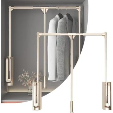 Imagem de Barra De Guarda-roupa Retrátil Carga 30 Kg Varão Ajustável Largura Ajustável 89-121 Cm Puxar Para Baixo Com Back-d, A, L