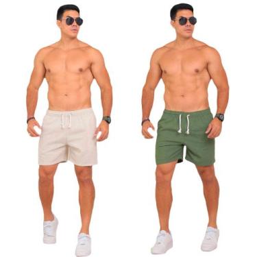 Imagem de Kit 2 Shorts Masculino Casual Linho Liso Confortável Leve - Obstinate,