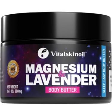 Imagem de Loção de magnésio, creme corporal para noite e hora de dormir, alívio calmante para pernas cansadas, manteiga muscular glicinato de magnésio 256 g, fórmula relaxante Sleep Easy com lavanda