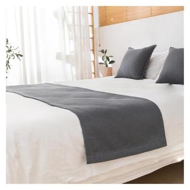Imagem de HSTANGKY Hotel corredor de cama caminho de cama lenço final de cama cor pura protetor de cama suave simples roupa de cama decorativa manta de tiras de tecido antipoeira-cinzento, apenas 1 Pillowcase