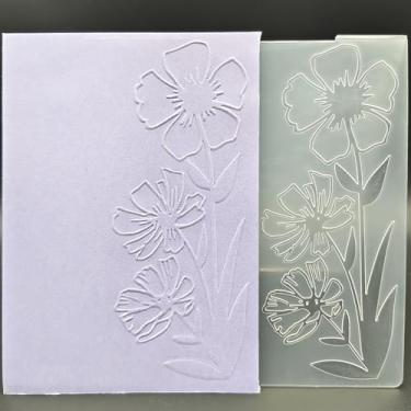 Imagem de Pasta de plástico em relevo tamanho A6 flores frescas cartão fundo papel artesanato plástico texturizado impressões para fazer cartões scrapbooking
