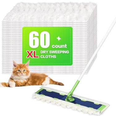 Imagem de XL Panos de limpeza a seco resistentes para esfregão Swiffer, refis de esfregão de microfibra para limpeza de poeira de piso de madeira e pelos de animais de estimação, descartáveis (60)