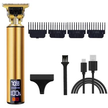 Imagem de Aparador de cabelo profissional para homens e mulheres, sem fio, recarregável, kit de cuidados com corte corporal de metal, barbearia (grade de tela grande)