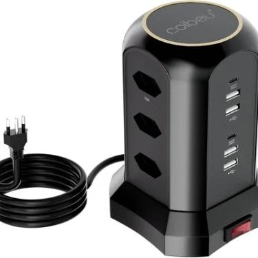 Imagem de Extensão Tomada De Torre 9tomadas 4usb 2type-c Coibeu Preto