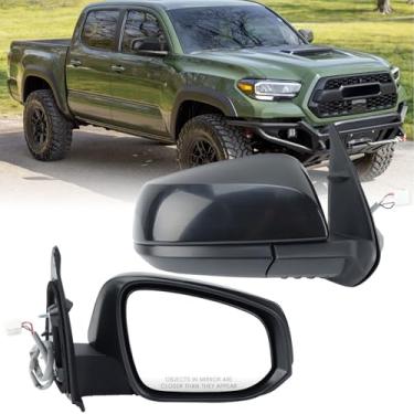 Imagem de Clidr Espelho lateral do passageiro compatível com Toyota Tacoma 2016-2025 pintura dobrável manual aquecida para combinar com espelho retrovisor substitui 87910-04220 preto 5 pinos