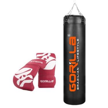 Imagem de KIT Saco De Pancada Grande Profissional 180Cm Par de Luva Bate Saco Pr