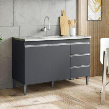 Imagem de Balcao de cozinha Florida 3pt 1,50m cinza fosco - CASA H