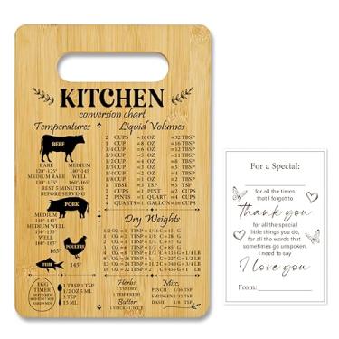 Imagem de Presentes exclusivos para mulheres, mãe, tabela de conversão de cozinha, tábua de corte de bambu, tábua de charcutaria para decoração de cozinha, presentes de cozinha para casal, vizinho, família