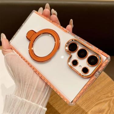 Imagem de Capa para Samsung S24Plus transparente, à prova de choque, com suporte magnético e capa (para Samsung S24Plus/laranja)