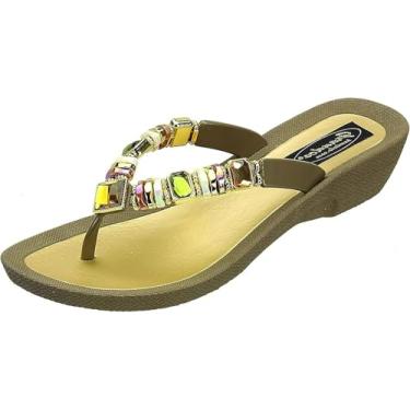 Imagem de Grandco Sandália de dedo feminina arco-íris, Bege, 41