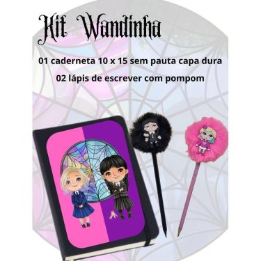 Imagem de Kit Wandinha Vandinha Eneide amiga Caderneta de anotações lapis pompom papelaria presente dia crianças