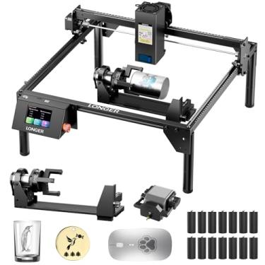 Imagem de Longer Gravador a laser RAY5 20W com kit de assistência a ar, rolo 4 em 1 e 12 peças, cortador e gravador a laser de alta precisão para madeira, metal, acrílico, objetos cilíndricos, copos