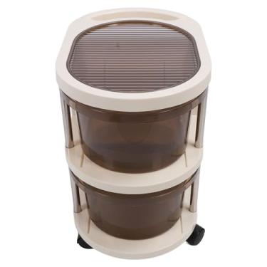 Imagem de Carrinho de armazenamento de utilidade com gaveta Mobile Multi Cayer Snack Organizer Gabinet para sala de estar Plástico 41x41x29cm (Café)