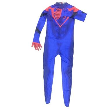 Imagem de Fantasia masculina de cosplay de super-herói de Halloween - macacão elástico azul com máscara 3D - para adultos, Azul, Adults-S(Height:59-63in)