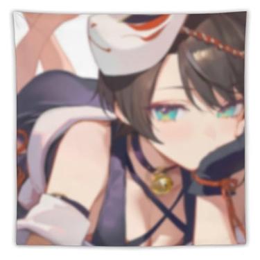 Imagem de LIEGBMEU Tapeçaria sexy de anime menina 152 x 152 cm arte de colcha de parede decoração de tapeçaria caprichosa AF191