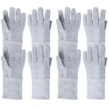Imagem de Kit 10 Pares Luva de Raspa em Couro Punho 15 Proteção Individual EPI Segurança do Trabalho Soldador Construção Civil