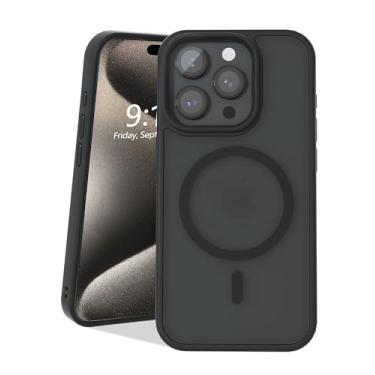 Imagem de SYACHI Capa magnética para iPhone 15 Pro, compatível com MagSafe [No.1 forte ímãs N52 e não amarelamento], proteção contra quedas de grau MIL, capa fina antiderrapante para iPhone 15 Pro 2023, 2,4 polegadas, preta