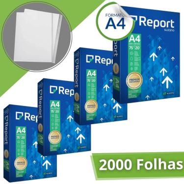 Imagem de Kit 4 Resma de 500 Folhas Papel Sulfite A4 Premium 75g Total 2000 Folhas Branco By Suzano