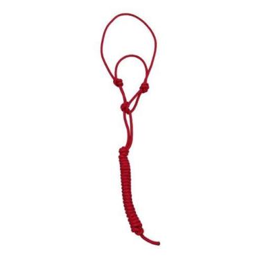 Imagem de Cabresto Quatro Nós Vermelho De Corda Poli Maciça Para Cavalos - Couro