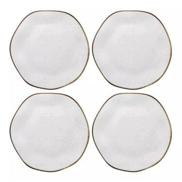 Imagem de Kit Jogo 4 Pratos Sobremesa Oxford Ryo Maresia Porcelana 21,5 cm