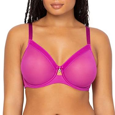 Imagem de Curvy Couture Malha transparente feminina, cobertura total sem forro, suporte sexy plus size, Rosa Cosmo, 40G