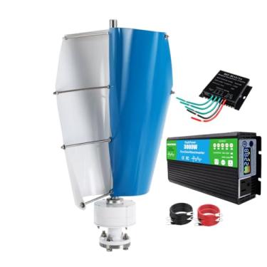 Imagem de 48V,Gerador de turbina eólica, 3000W 12V 24V 48V 2 lâminas w/controlador e conversor de inversor de potência Gerador de moinho eólico de baixo ruído Adequado para estradas montanhosas