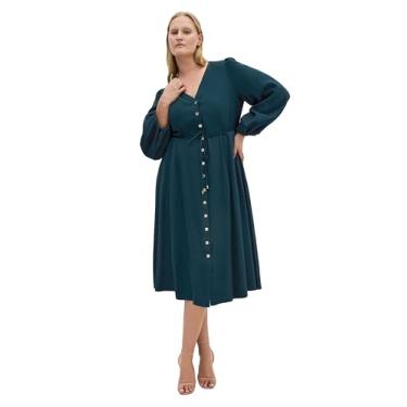 Imagem de City Chic Vestido feminino plus size - Kristina Midi, Esmeralda profunda, 58