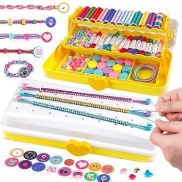 Imagem de Kit de fabricação de pulseiras da amizade com caixa de armazenamento, pulseiras de corda DIY para meninas de 8 a 12 anos, conjunto de brinquedos para atividades de viagem, presentes de Páscoa e