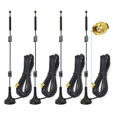 Imagem de Bingfu Antena macho MIMO RP-SMA de banda dupla WiFi 2,4 GHz 5,8 GHz 5,8 GHz 9dBi base magnética MIMO RP-SMA, pacote com 4 para roteador sem fio, placa de rede sem fio, adaptador USB, câmera IP de