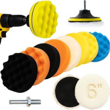 Imagem de Kit 11 Peças 6 Pol. 150mm Disco Espuma Boina Lã Prato Pino M14 Polimen