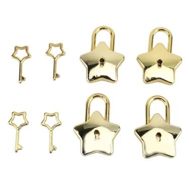 Imagem de Haofy Cadeado Em Forma de Estrela Cadeado de Segurança para Livros Multifuncionais de Liga de Zinco para Gabinete Estrela Pequeno Com Chave para Joias Lovely Star Lock para (Tipo 2)