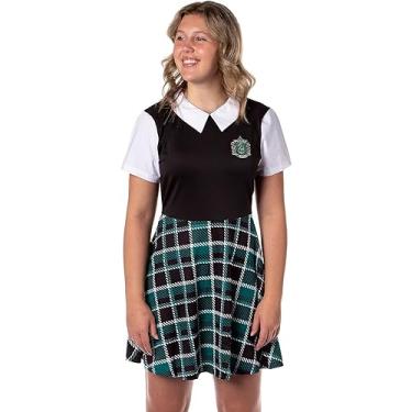 Imagem de Bioworld Vestido de fantasia Harry Potter Sonserina Cosplay Saia Xadrez Vestidos para Mulheres Juvenis (GG)
