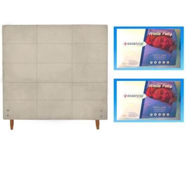 Imagem de Cabeceira Anita 1.40 Para Cama Casal Suede Bege - GAT MAGAZINE