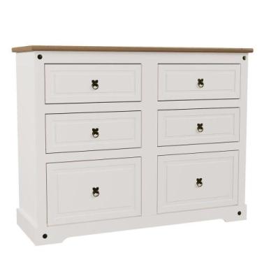 Imagem de Cômoda Corona Mexicana 6 Gavetas Creme/carvalho - Móveis Retrô