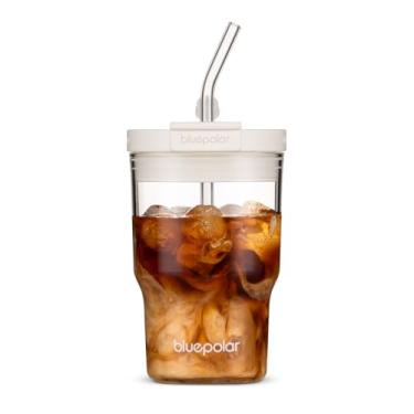 Imagem de BLUEPOLAR Xícaras de café gelado de 473 g/480 ml com tampas e canudos, copo de vidro reutilizável à prova de vazamento, garrafas de água, cerveja fria, frascos para suco, matcha, chá, smoothie para